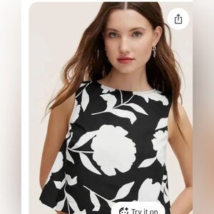 Kate Spade Monochrome Leaf Print top